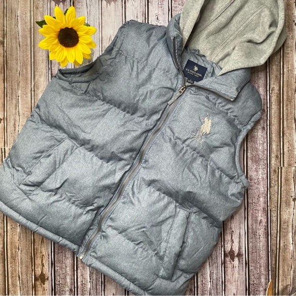 U.S. POLO ASSN. blue hooded vest size Large - Picture 1 of 9